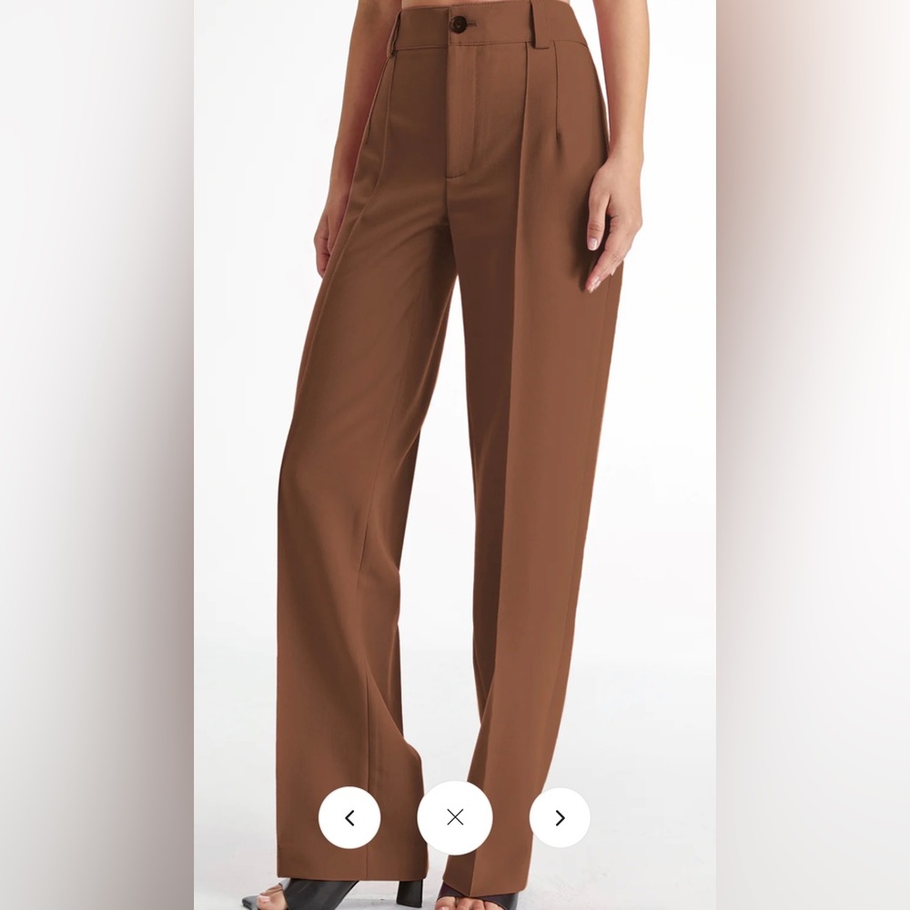 High Waisted Pleat Front Solid Colored Straight L… - image 2